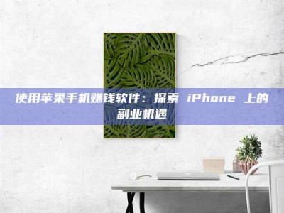 赤壁使用苹果手机赚钱软件：探索 iPhone 上的副业机遇