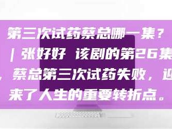 赤壁第三次试药蔡总哪一集？｜张好好 该剧的第26集，蔡总第三次试药失败，迎来了人生的重要转折点。
